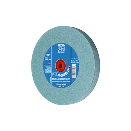Pferd 61796 8in x 1in Vitrified Bench Wheel 1-1/4in A.H., Silicon Carbide, 120 Grit 61796-PFERD